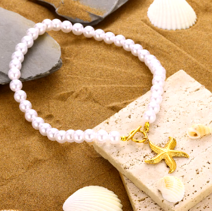 Starfish Charm Pearl Necklace